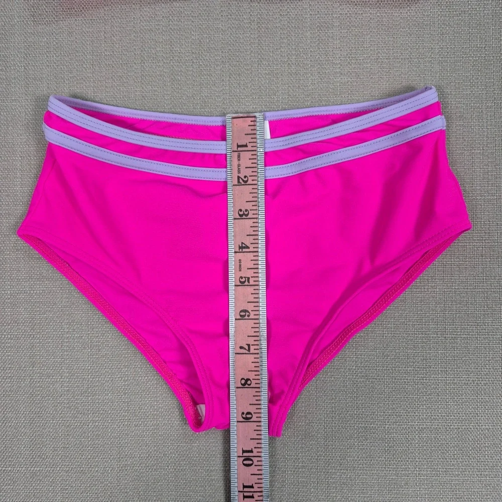 Girls Hot Pink and Purple Two Piece Swimsuit Bikini Set Size 11-12Y